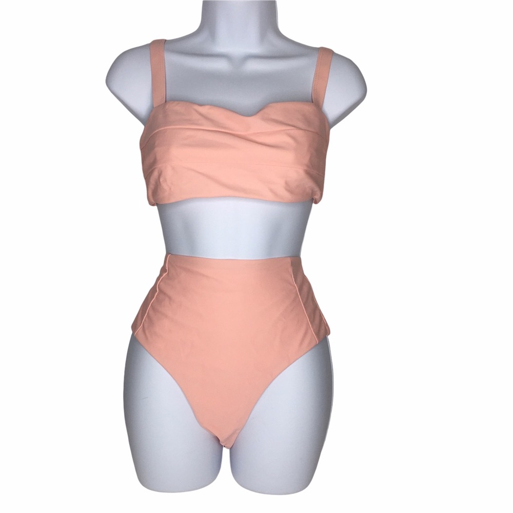 PEACH 2pc Hi Cut Full Coverage Bottom Bikini Sz M